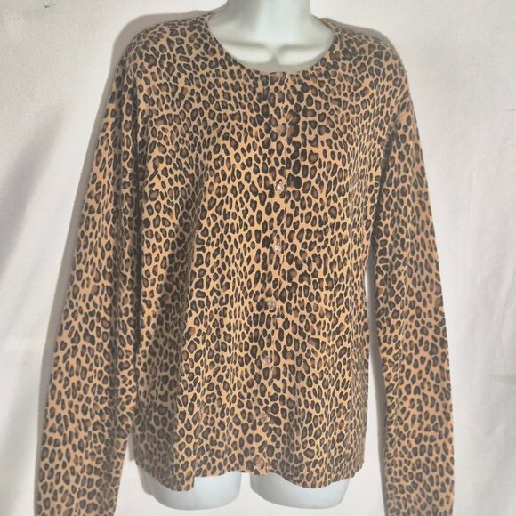 SAG HARBOR animal print, button-front sweater in size XL  NWOT - Picture 2 of 16
